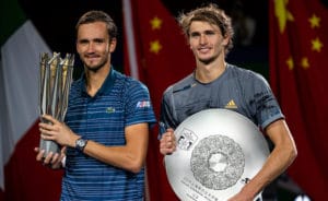 Alexander Zverev and Daniil Medvedev after their Shanghai 2019 final.jpg